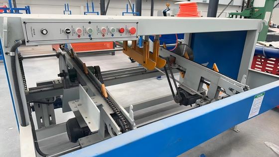 Double End Trim Saw Machine for Woodworking With Motor and Blade Components Horizontal Cutting