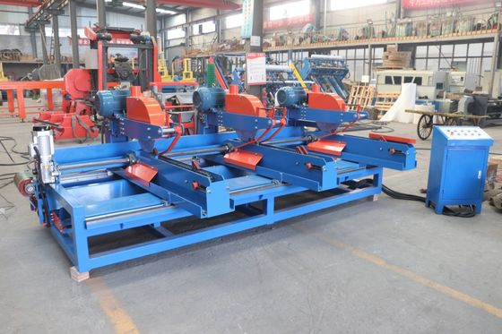 Double End Trim Saw Machine for Woodworking With Motor and Blade Components Horizontal Cutting