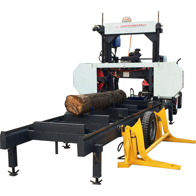 woodworking machinery portable Horizontal Band sawmill with hydraulic log loading arm