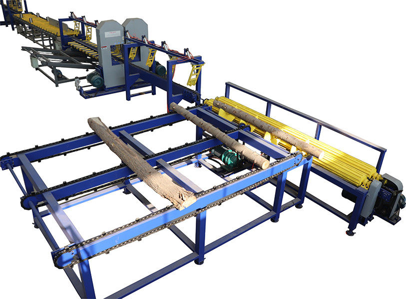 Full Automatic Vertical Log Cutting Band Saw Production Line,Twin Bandsaw Sawn Timber Sawmill Line