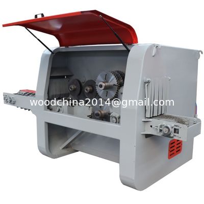 Çifte Spindle Multiple Blades Rip Saw, Çember Çubuk Kesimi için Multi RipSaw Üretim hattı