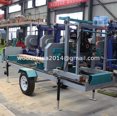 9HP benzinli motor taşınabilir yatay bant testere dizel mobil bant testere