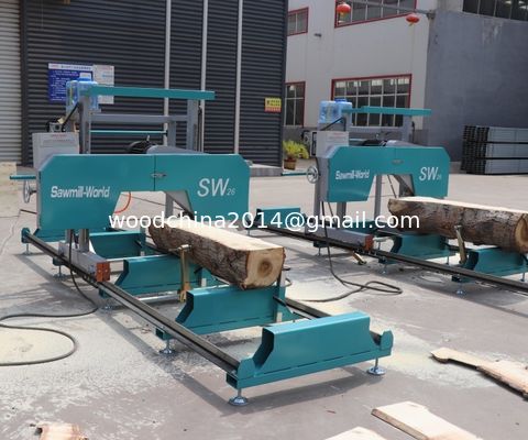 36 inç 60 inç taşınabilir yatay bant testere ile römorklu ahşap testere makinesi