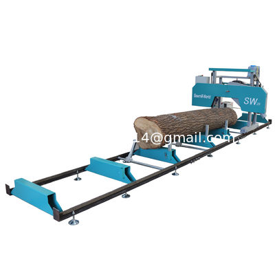 Wood cutting saw machines gas / diesel / electric portable wheels trailer sawmill ,horizontal bandsaw sawmill machine