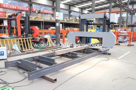 Log Wood Processing Sawmill Machine Wood Portable Sawmill, Inverter besleme ile Otomatik Yatay Bandsaw