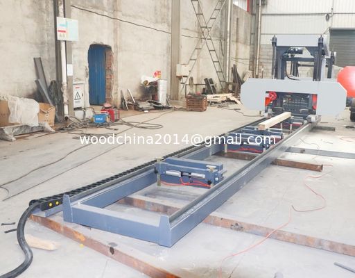 Log Wood Processing Sawmill Machine Wood Portable Sawmill, Inverter besleme ile Otomatik Yatay Bandsaw