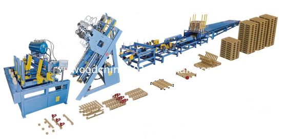 Euro Wood Block Palet Making Machine 4 Stringer w/Stacker Palet Nailer Montaj Sistemi