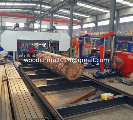 Çift sütun yatay ahşap bant testere makinesi MJ2500 Heavy Duty Bandsaw Mill
