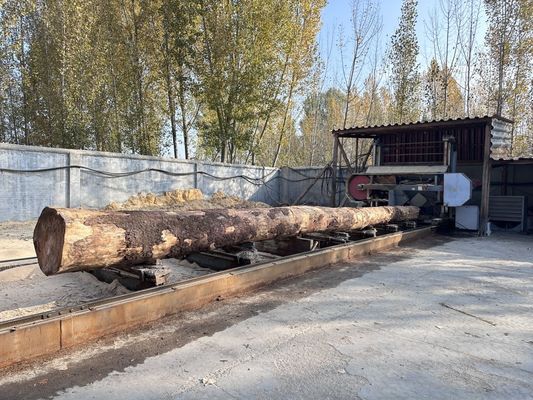 80HP dizel motorlu Ağacı İşleme için Ağır Görevli Yatay Bant Testere
