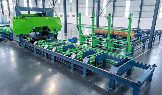 Otomatik Testere hattı yatay kütük bandı gördü CNC Hidrolik Testere SW1200PRO