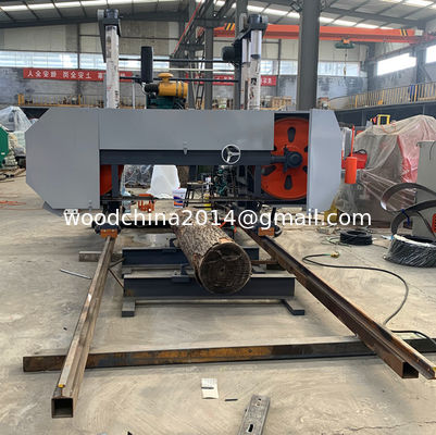 Endüstriyel Dizel Elektrik Bandsaw Mill Ahşap Yatay Taşınabilir Taşınabilir Rel ile