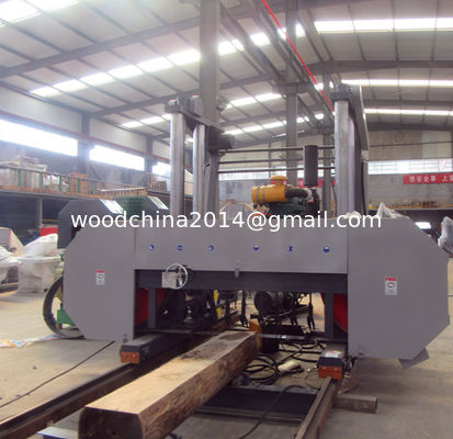 Endüstriyel Dizel Elektrik Bandsaw Mill Ahşap Yatay Taşınabilir Taşınabilir Rel ile